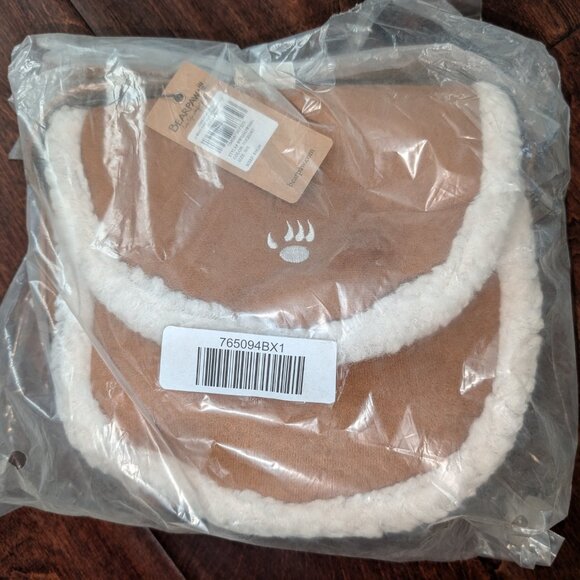 BEARPAW Shearling Sherpa Trim Small Crossbody Saddle Bag Hickory Brown NEW - Picture 6 of 6